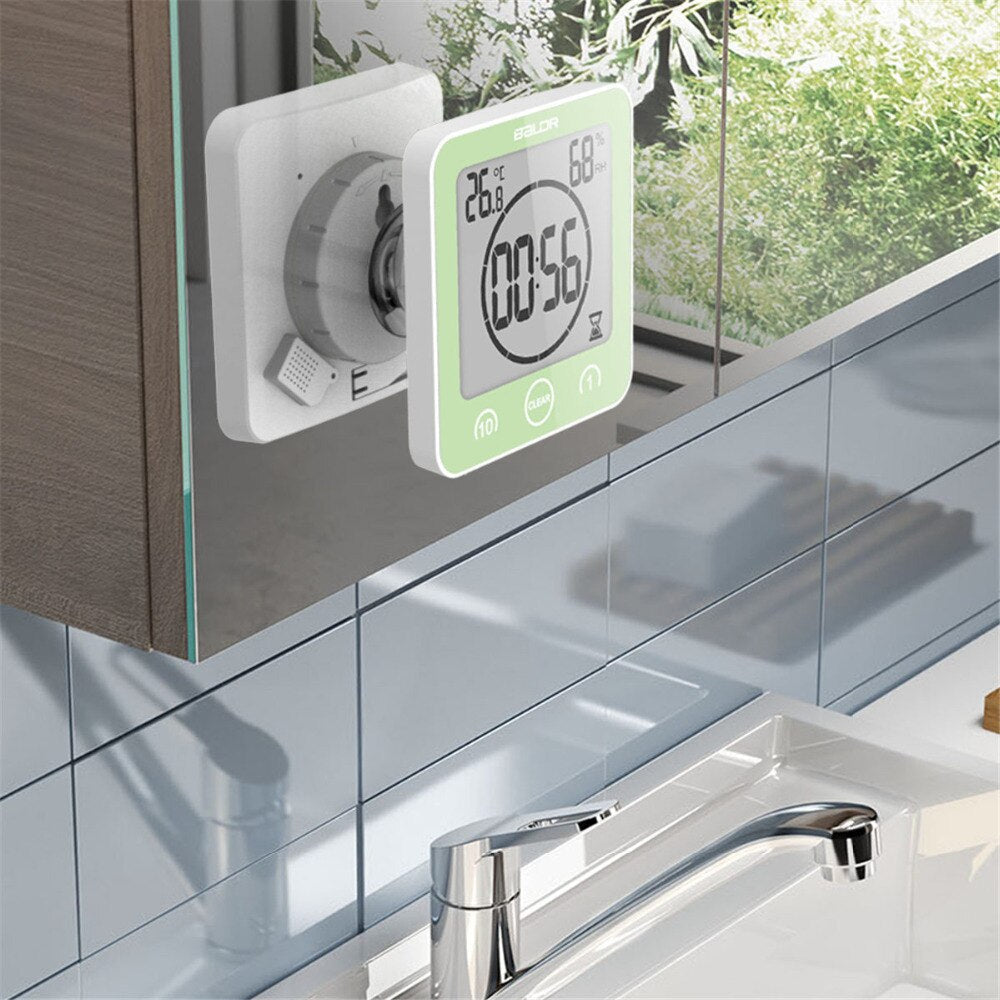Digital Shower Clock AquaClock | Waterproof Suction Cup Mount, 10 cm Diameter | Large Display for Steamy Bathroom Timing 3