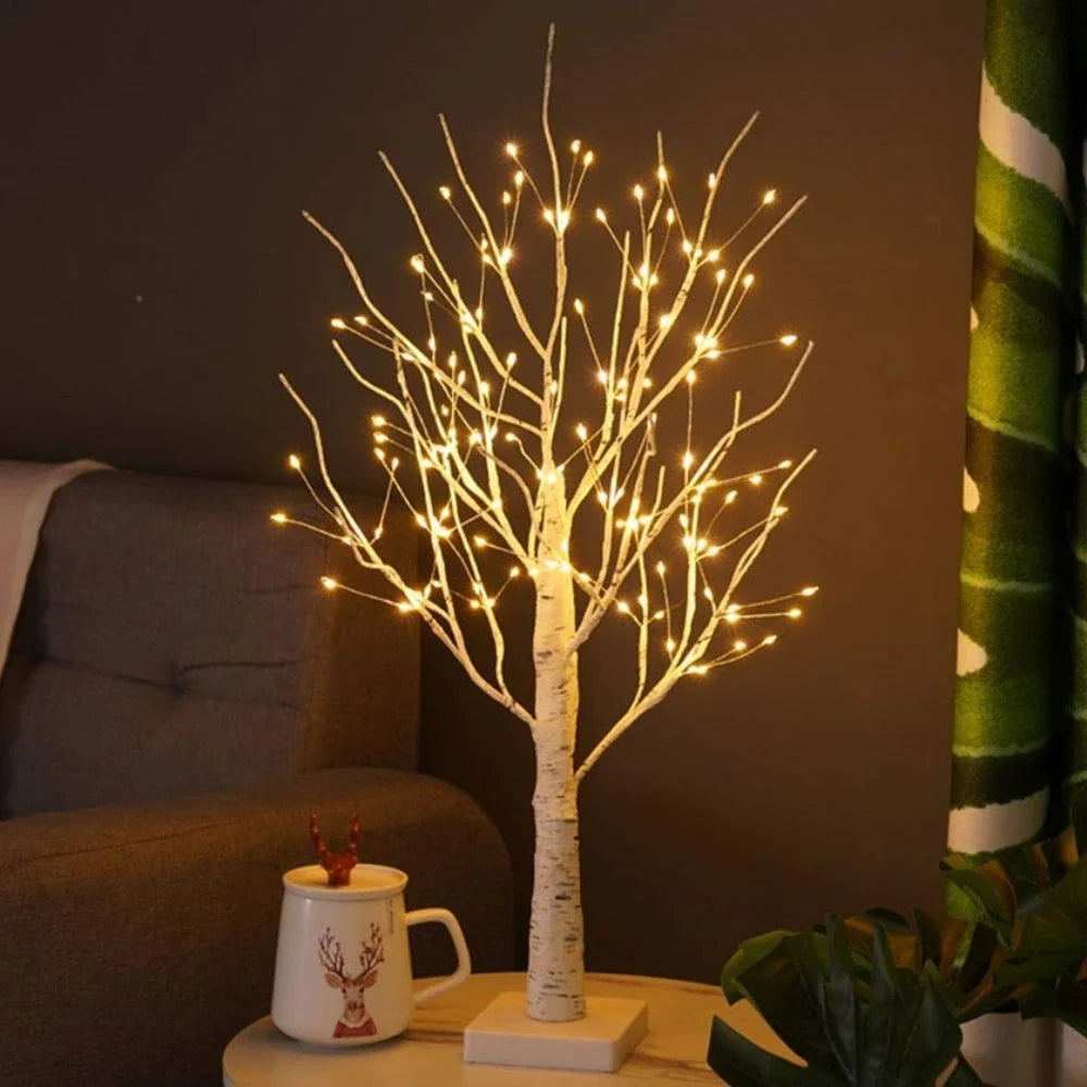 Birch Branch Light 55 cm | PVC & Copper Wire, Warm White 144 LED | Cordless, Bendable, Battery-Powered, Table Decor 1