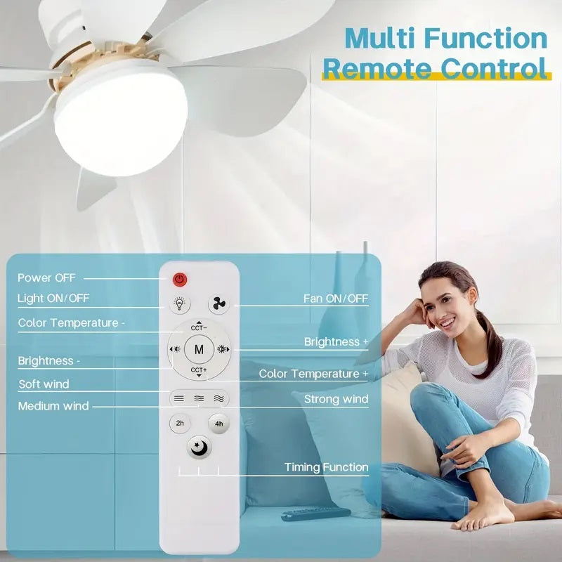 LED Ceiling Fan Light | E27/B22 Screw-In Base, 30W or 40W | Remote-Controlled 3-Speed Fan, No Wiring or Electrician Needed 2