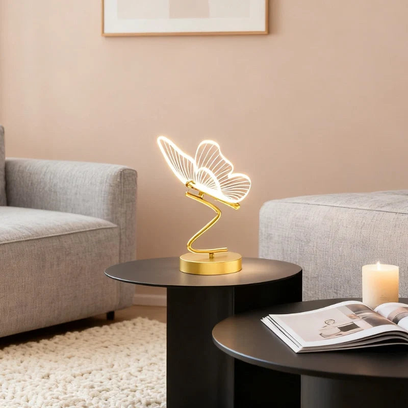 Wing Table Lamp Iron & Acrylic 25 x 23 x 12 cm | Sculpted Wing Design | Rechargeable, 3-Tone, Cordless, 10-Hour Battery 4