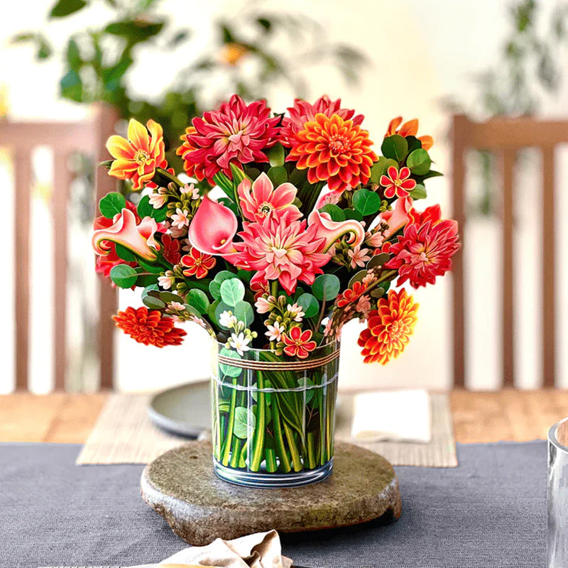 3D Pop-Up Bouquet Greeting Card | Unfolds into a Life-Like Paper Flower Display | Includes Paper Vase & Note Card 8