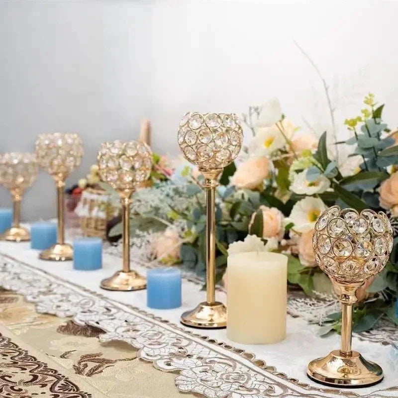 Crystal Sphere Candle Holder | Glass and Iron, Gold or Silver | Faceted Beads Reflect Candlelight, 3 Sizes or Set of 3 8