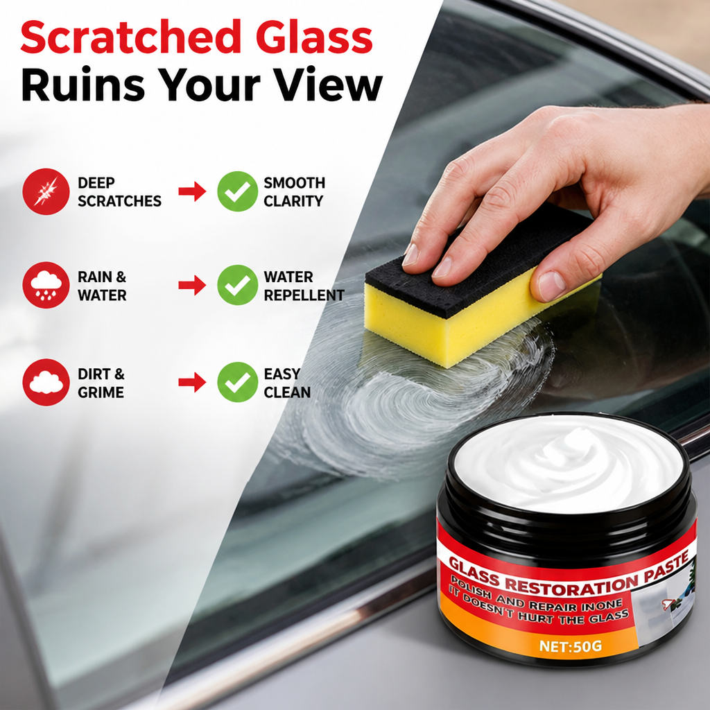 Glass Scratch Repair Paste | Removes Deep Scratches & Marks Fast | Hydrophobic Coating for Lasting, Streak-Free Clarity 3