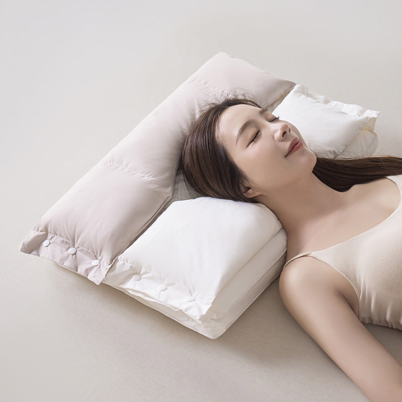 Cervical Neck Support Pillow | Dual-Zone Contour Design with Adjustable Height | Antibacterial Washable Cotton Cover 1