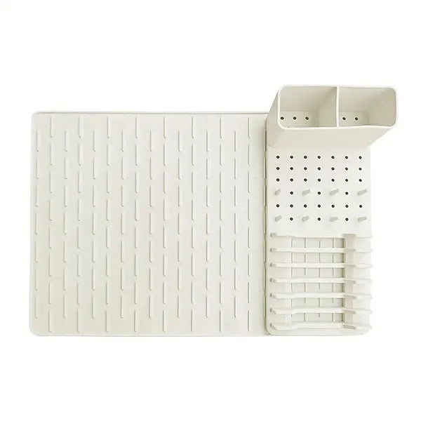 2-Pack Dish Rack Set Silicone Drying Mat Removable Tableware Holder 0
