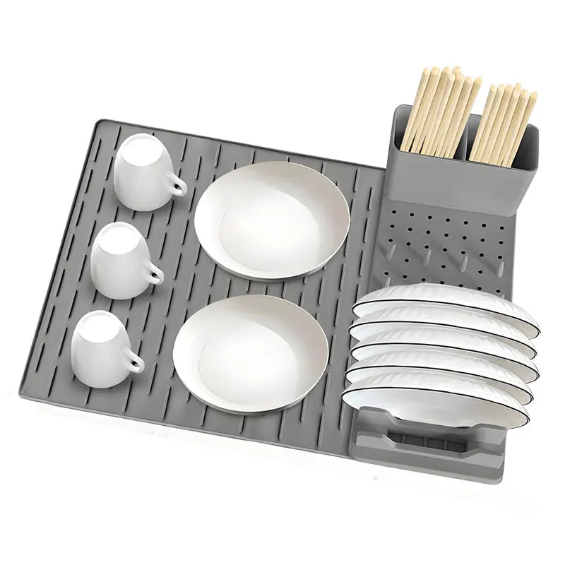 2-Pack Dish Rack Set Silicone Drying Mat Removable Tableware Holder 1