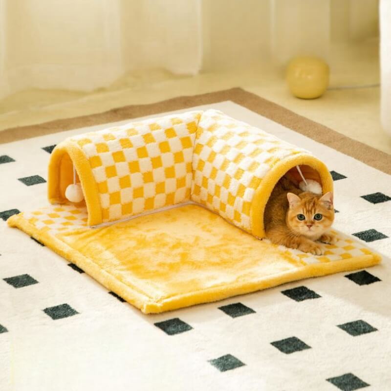 Cat Tunnel Bed Polyester-Cotton | 2-in-1 Tunnel and Bed Design | Machine-Washable Cover for Easy Cleaning and Maintenance 1