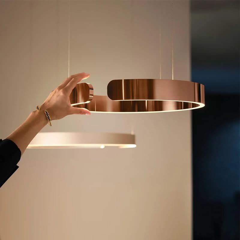 Round LED Ceiling Light Metal Acrylic | 3 Light Tones Dimmable Adjustable Height | Minimalist Living Room Lighting 10
