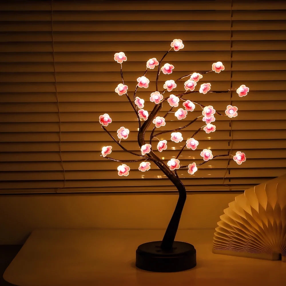 LED Blossom Branch Light 50 cm Tall | Bendable Wire Branches, 72 Warm White LEDs | USB or 3 x AA Battery Powered, Touch Switch 6
