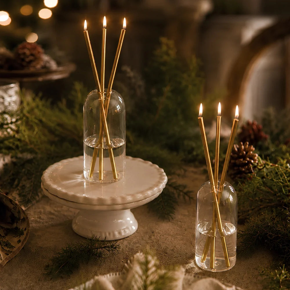 Refillable Oil Candles, Glass & Stainless Steel, Set of 3 | Black, Gold or Silver Finish | No Melting Wax, No Drips 2