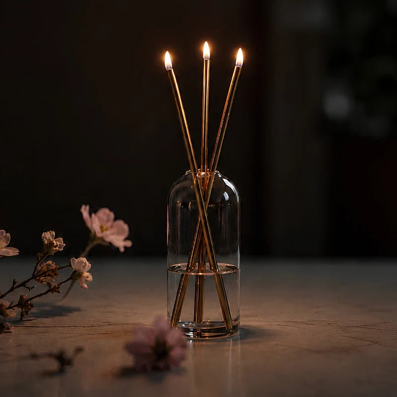 Refillable Oil Candles, Glass & Stainless Steel, Set of 3 | Black, Gold or Silver Finish | No Melting Wax, No Drips 5