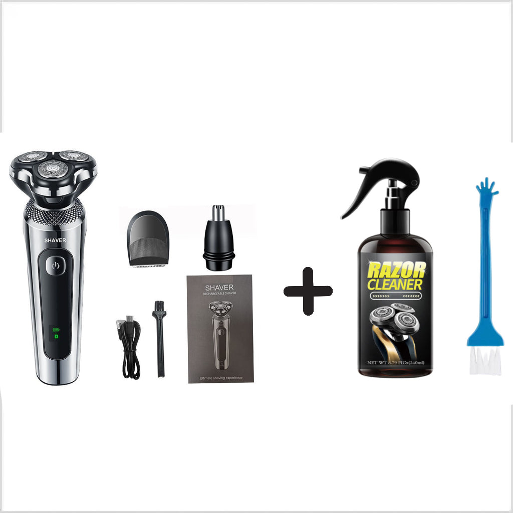 Men's 3-in-1 Electric Shaver | Floating Head, Detachable & Washable, Nose & Sideburn Trimmer | USB Rechargeable, 60 Min Runtime 10