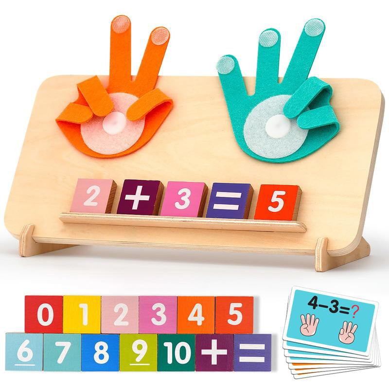 Finger Counting Math Board Wood | Montessori Numbers Counting Toy for Kids | Teaches Addition, Subtraction and Number Recognition 2