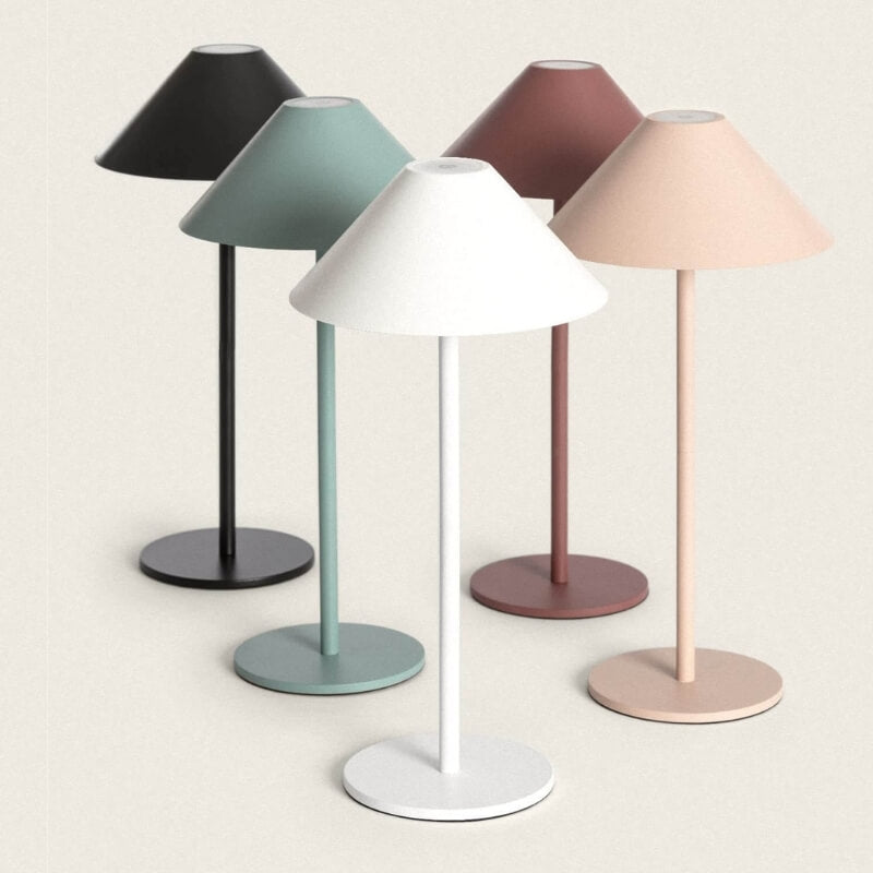 Cordless Cone Table Lamp Metal & Acrylic 26.5-36.5 cm | 5 Colours | Dimmable, Waterproof, USB-C Rechargeable, Indoor & Outdoor Use 8