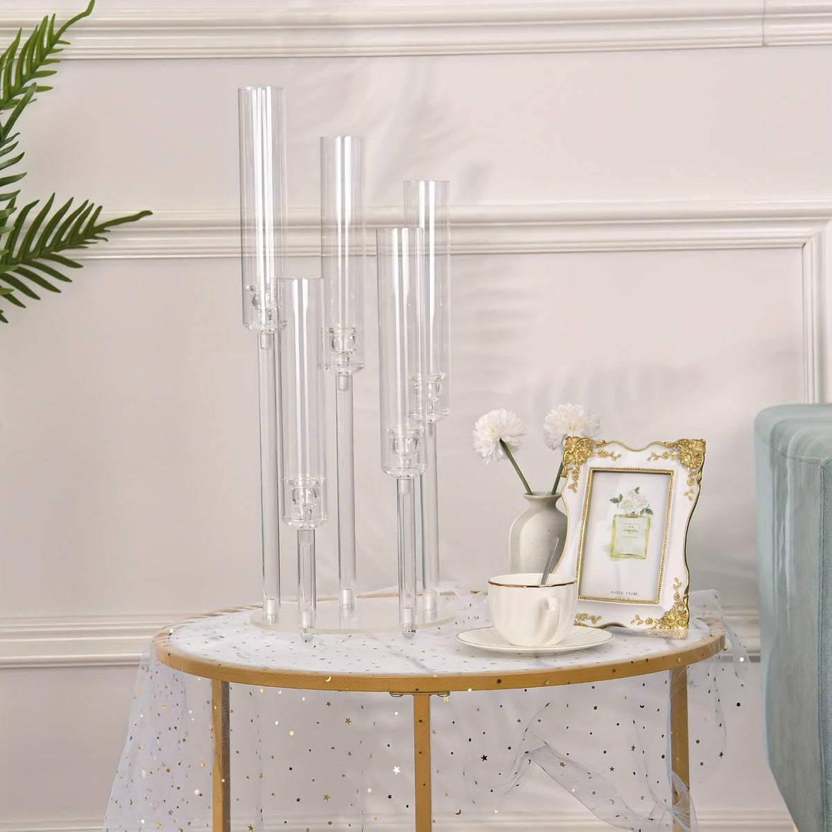 5-Arm Candle Holder Acrylic | Curved Arms for Wax or LED Candles | Shatter-Resistant Design for Indoor & Outdoor Use 6