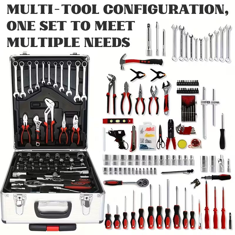 Tool Set 52 Pcs Steel | Black or Red Hard Case | Complete Household Repair Kit for DIY Projects and Home Maintenance 4