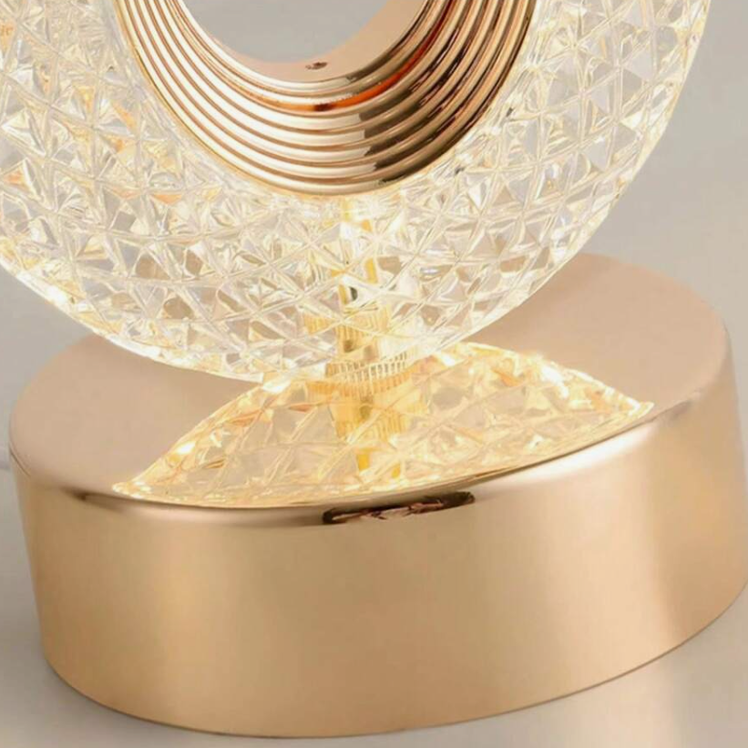 Crystal-Effect Table Lamp, Metal Base, 26 cm | Patterned Faceted Design | Rechargeable USB-C, Touch Dimmable, 3 Colour Modes 4
