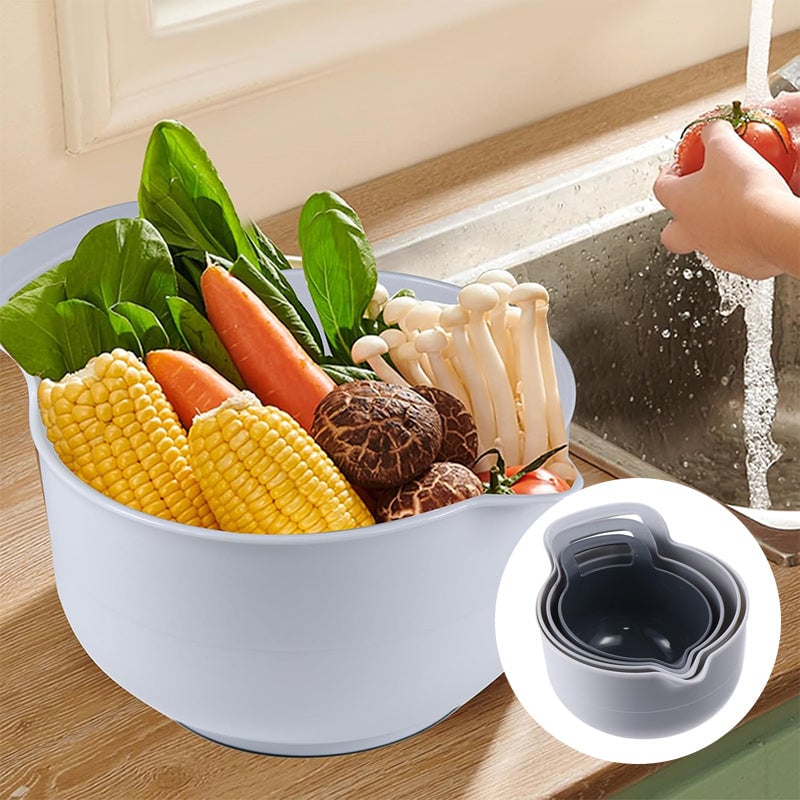 Nesting Mixing Bowl Set Plastic Stackable Graduated with Pour Spouts 12