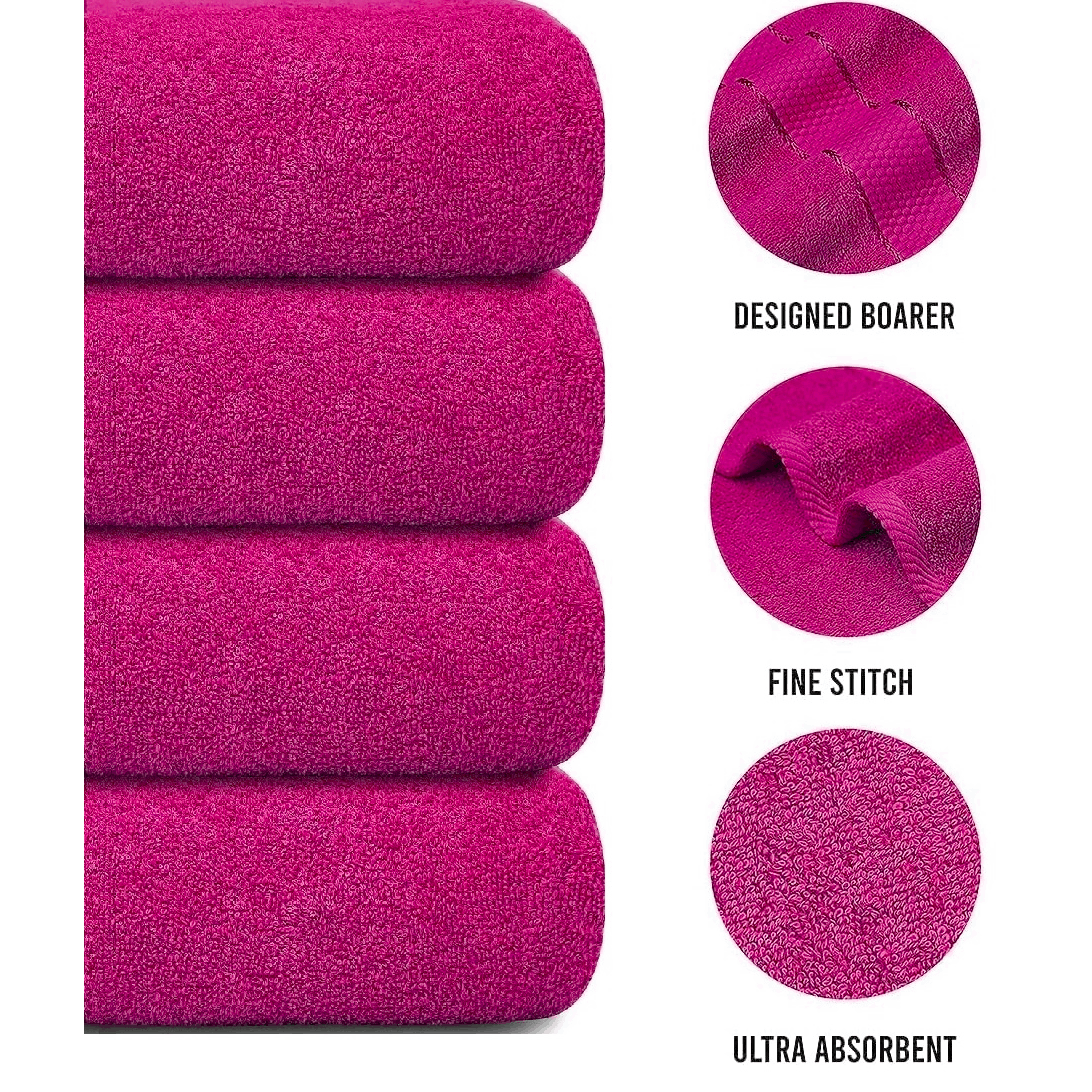 Jumbo Bath Towel Set, 4-Piece | Solid Colour, 12 Shade Options | Quick-Dry, Machine Washable, Coordinated Bathroom Set 18