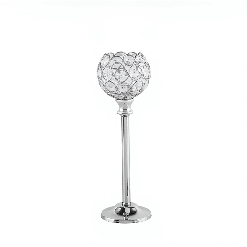 Crystal Sphere Candle Holder | Glass and Iron, Gold or Silver | Faceted Beads Reflect Candlelight, 3 Sizes or Set of 3 17