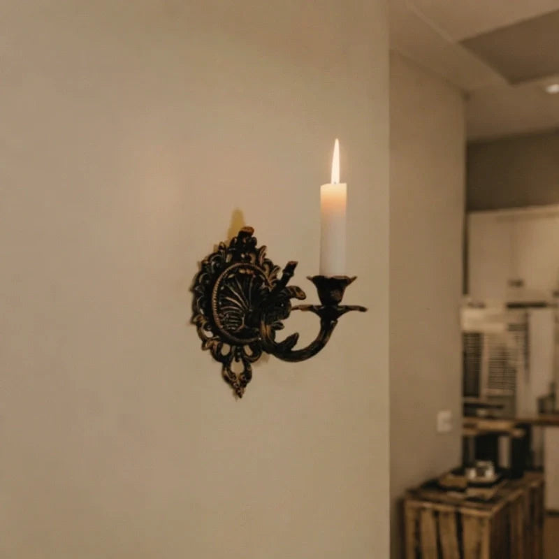 Wrought Iron Candle Sconce 18.5 x 18.5 x 13 cm | Ornate Scrollwork Wall Design | Holds Taper Candles & Doubles as Hook 5