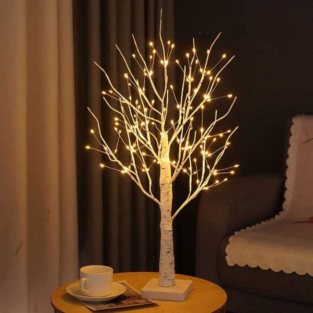 Birch Branch Light 55 cm | PVC & Copper Wire, Warm White 144 LED | Cordless, Bendable, Battery-Powered, Table Decor 2