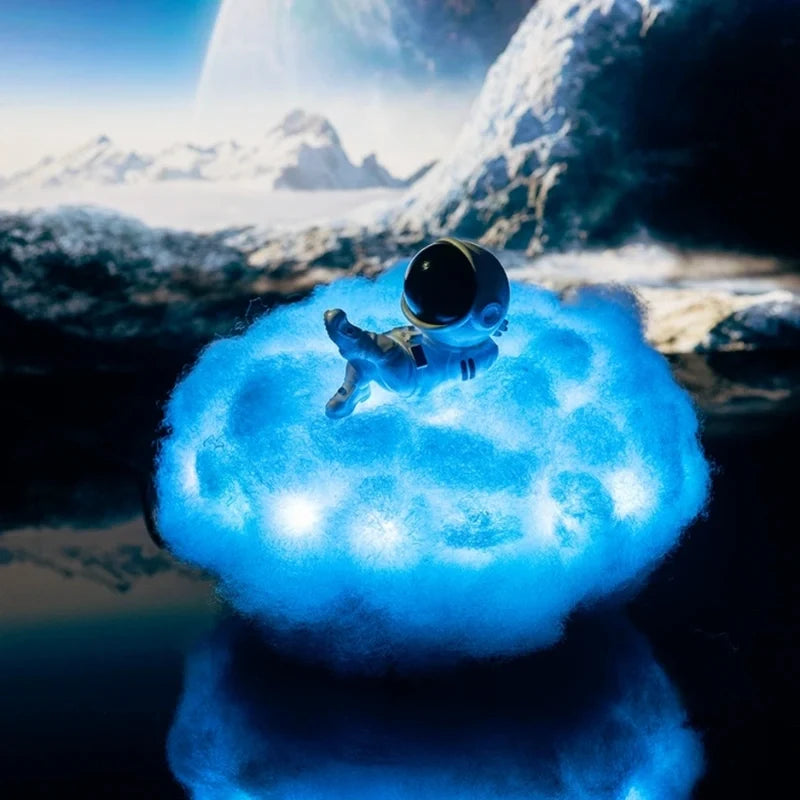 Cloud Lamp with Astronaut Figure, ABS and Cotton, 20 cm | 12 Colour LED, Remote Control | Cosy Ambient Night Light 3