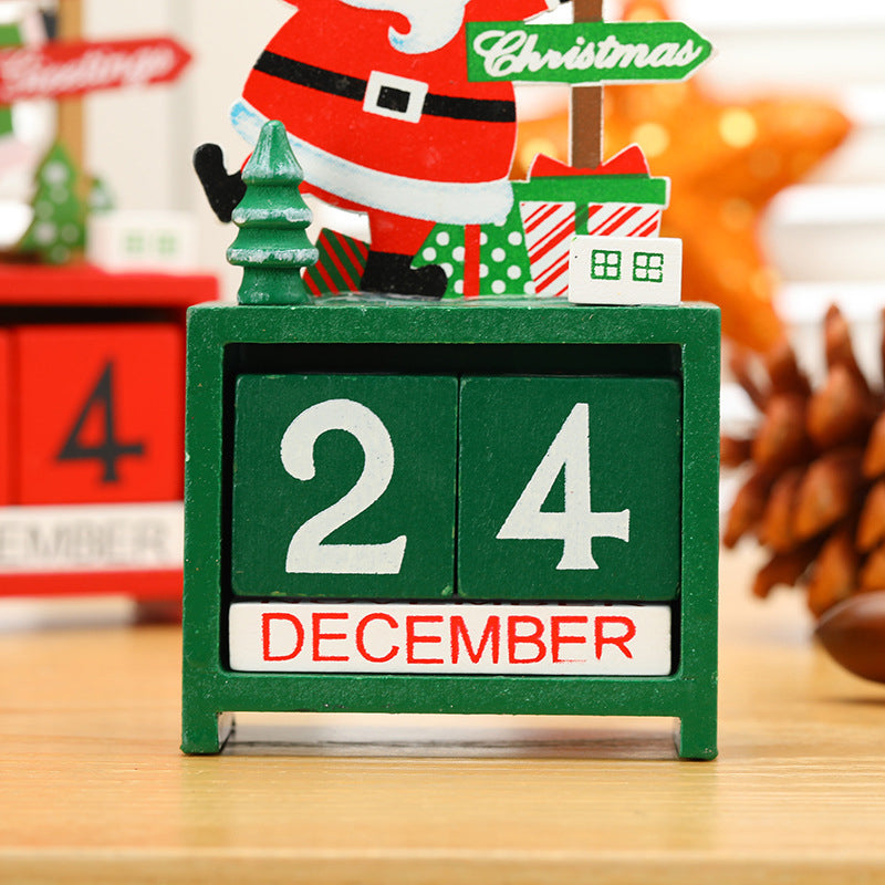 Wooden Christmas Countdown Calendar | Numbered Dates with Carved Figure Design | Eco-Friendly Reusable Wood Decoration 2