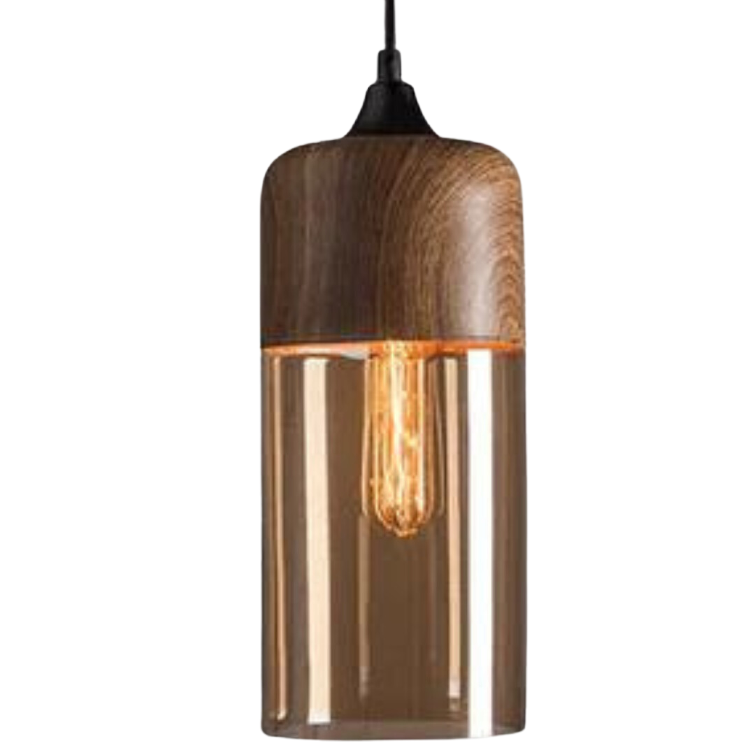 Glass and Wood Pendant Light | Scandinavian Design with Adjustable Cable | Warm Ambient Glow for Living, Dining and Bedroom 4