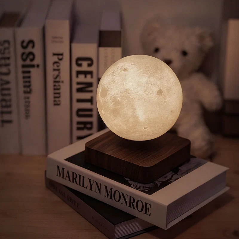 Levitating Planet Lamp, ABS/PLA Globe | Moon or Saturn, Oak/Walnut Base | Magnetic 360° Rotation, 3 Light Colours 8