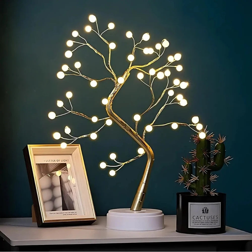 LED Branch Light Tree, Copper Wire, 50 cm | Drop or Pearl Shades, Warm White Glow | Adjustable Branches, USB or Battery Powered 6