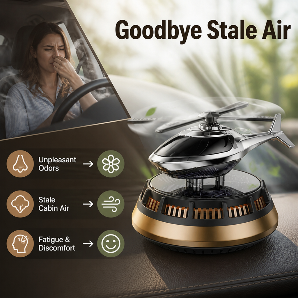 Solar Car Air Freshener Spinner | Sunlight-Powered Rotating Blades | Long-Lasting Fragrance, No Batteries Required 3