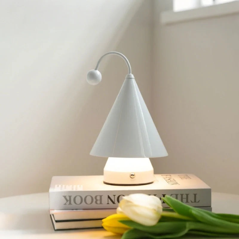 Cordless Cone Table Lamp, Iron & Acrylic, 20 x 12.5 x 12.5 cm | 3 Colours, Stepless Dimming | Rechargeable, Up to 6 Hours 4