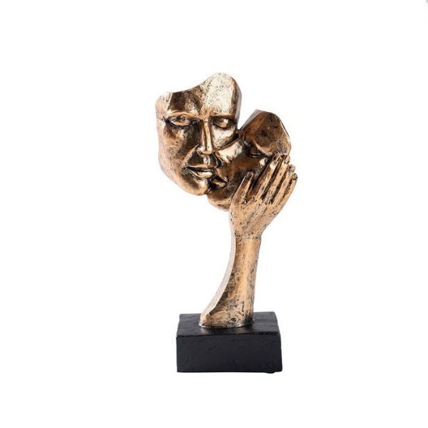 Abstract Kiss Sculpture Resin 16-18 cm | Black or Bronze Finish | Textured Couple Statue for Shelf, Sideboard, Nightstand 15