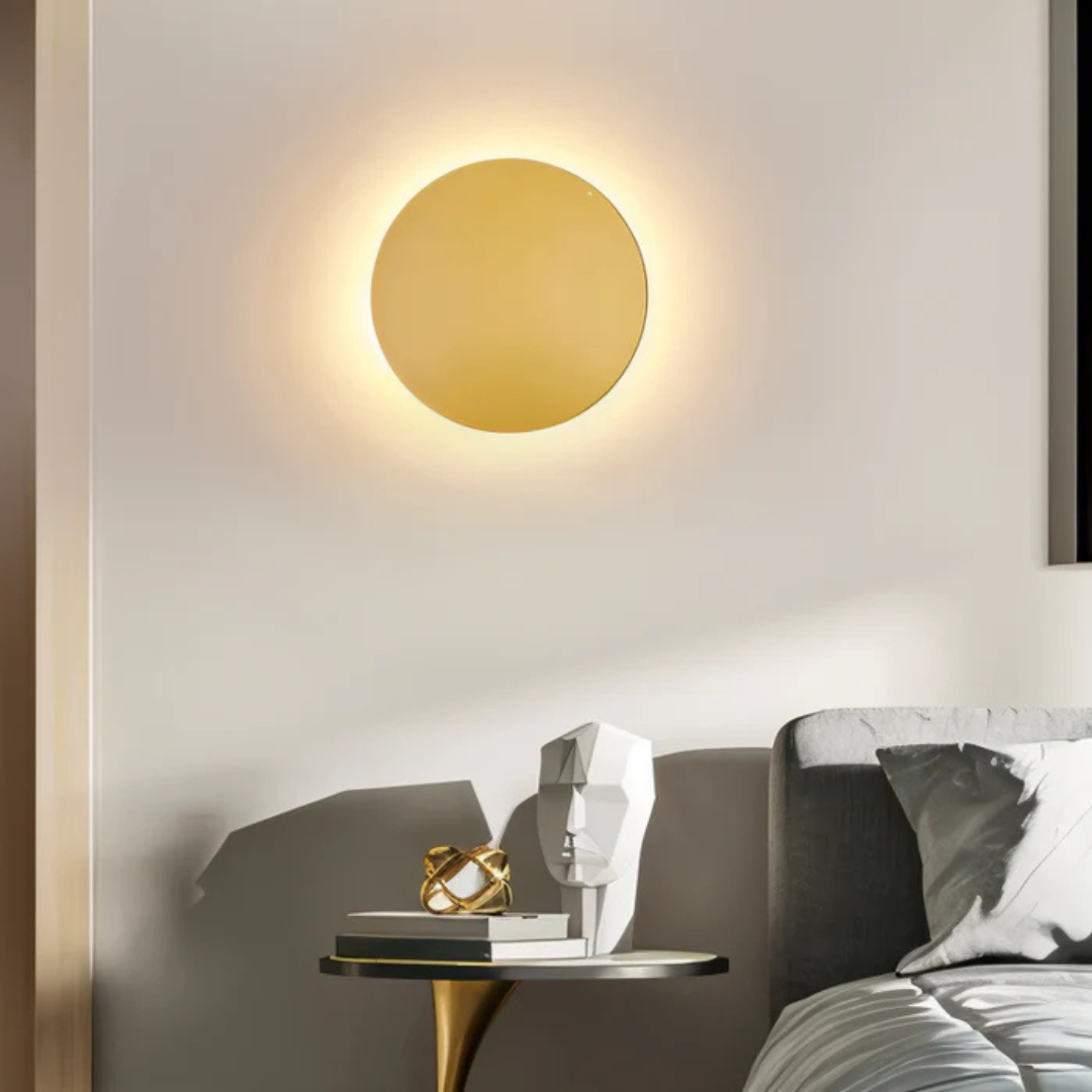 Round LED Wall Light Metal 13/20/30 cm | Gold, Black or White | Warm White Ambient Wall-Mounted Lighting for Living Room 3