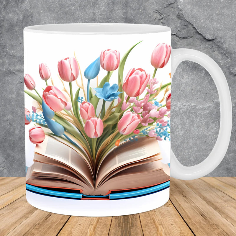 3D Floral Book Mug Ceramic | Realistic Stacked Book Design | Dishwasher & Microwave Safe Gift for Book Lovers Everywhere 5