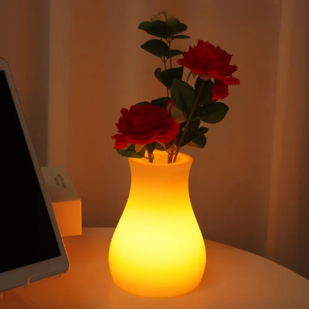 LED Flower Vase Plastic 11 x 11 x 15 cm | Rechargeable & IP65 Waterproof | 16 Colours, Remote Control, USB Charging 17