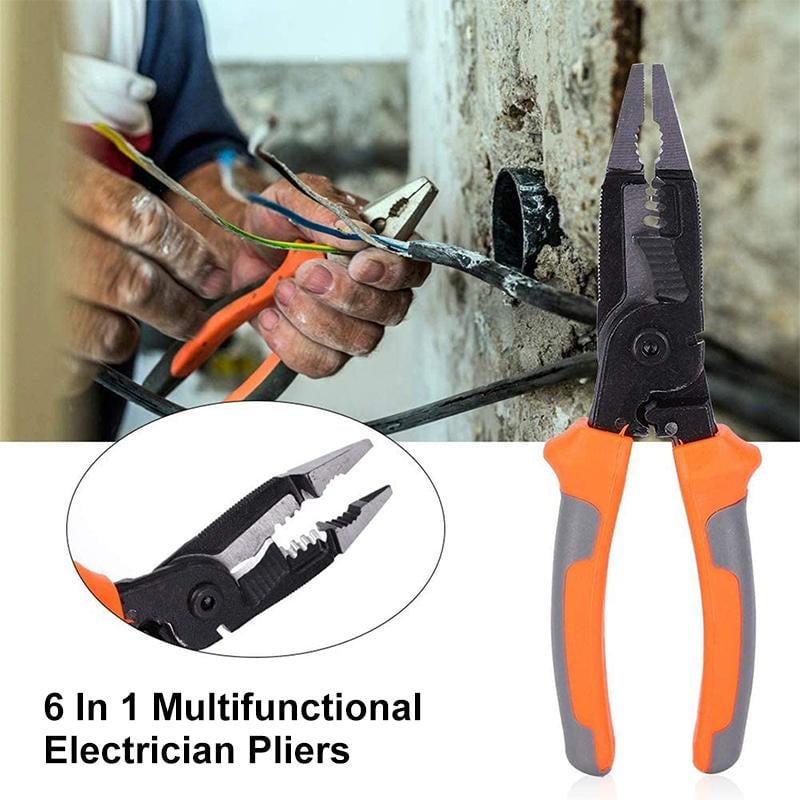 Electrician Pliers Multifunctional Steel Alloy Anti-Slip with Safety Lock 6