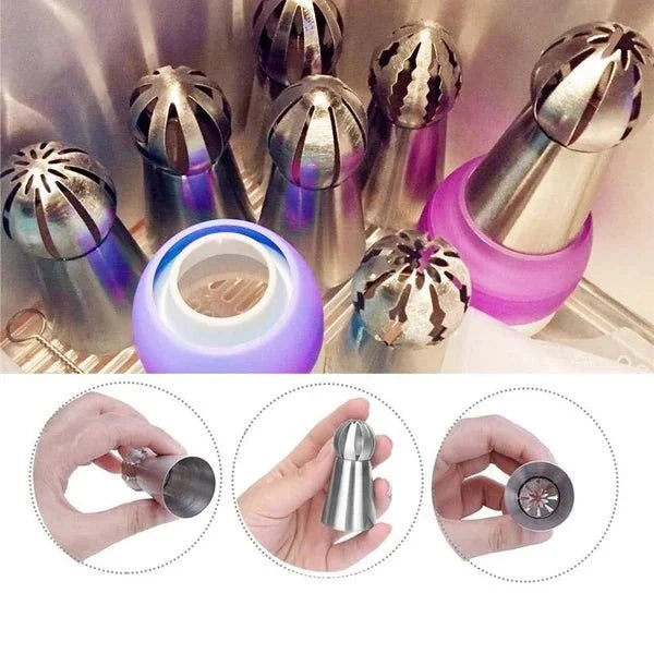 Flower Icing Piping Nozzles | Set Of Three Ball Tips