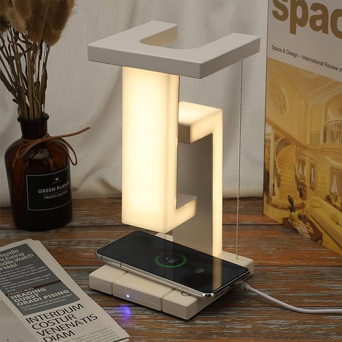 Levitating Lamp Wireless Charger | Zone Lighting LED, 350 Lumen | Wired & Wireless Charging, Touch Control, USB Powered 5