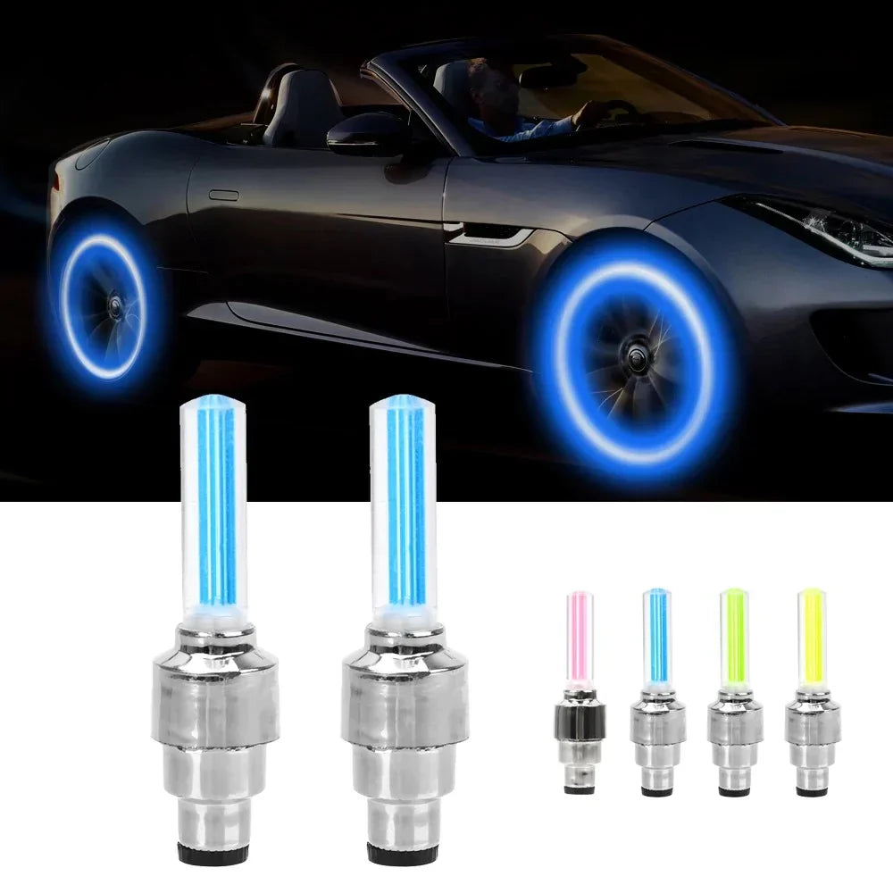 LED Wheel Valve Cap Lights, Set of 2 | Motion-Activated, No Wiring Needed | Fits Car, Bike & Motorcycle, 4 Colours 3