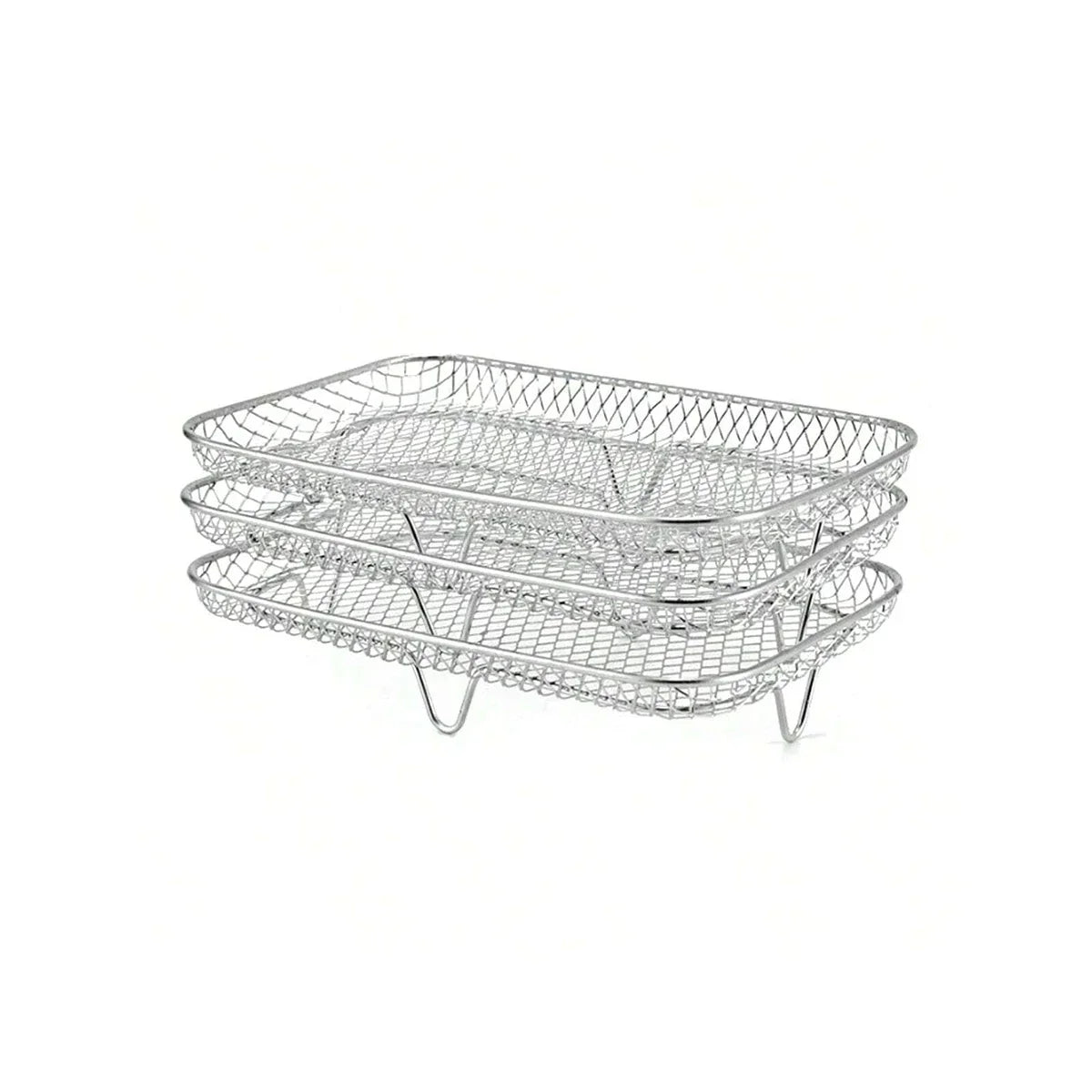 3-Tier Stackable Air Fryer Rack Stainless Steel | Fits Round, Square and Rectangle Fryers | Cooks More Food Evenly at Once