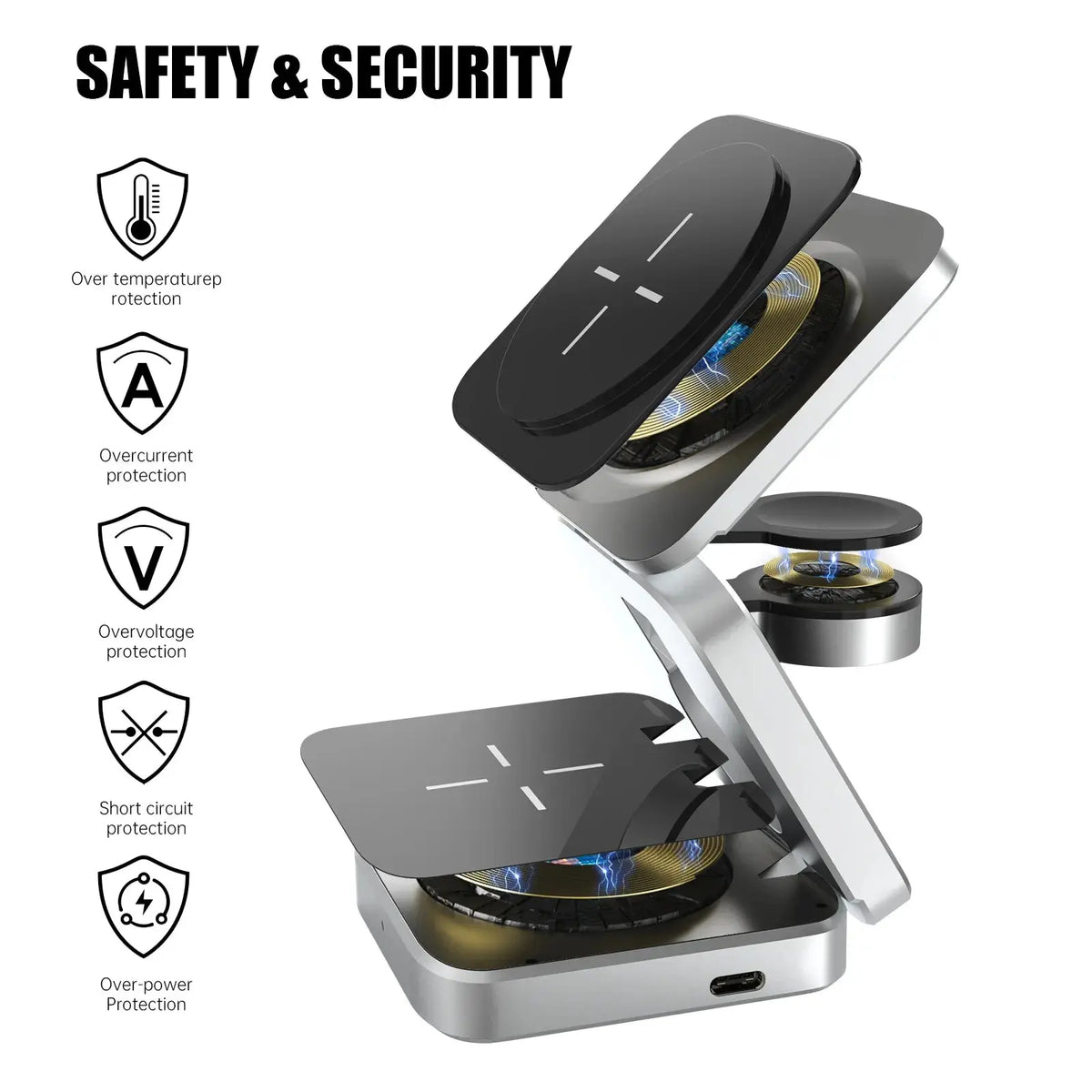 3-in-1 Wireless Charging Station | Foldable Design, Single USB-C Cable | Charges Phone, Watch and Earbuds Simultaneously 7