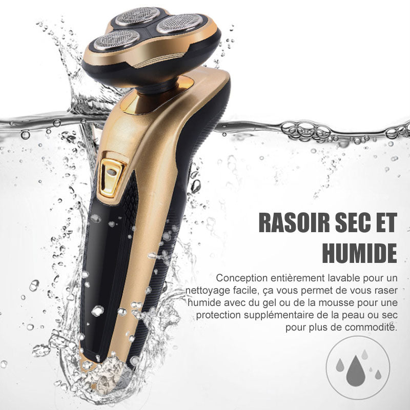 3-in-1 Electric Shaver for Men | Rotating Blades, Nose & Sideburn Trimmer | Rechargeable, Waterproof Wet & Dry Use