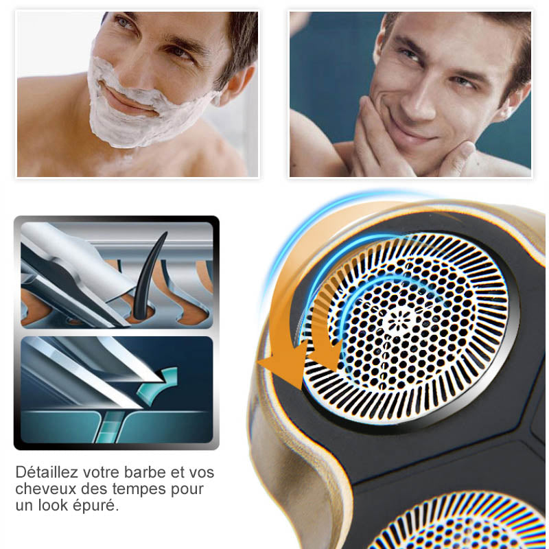 3-in-1 Electric Shaver for Men | Rotating Blades, Nose & Sideburn Trimmer | Rechargeable, Waterproof Wet & Dry Use