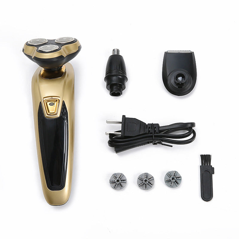 3-in-1 Electric Shaver for Men | Rotating Blades, Nose & Sideburn Trimmer | Rechargeable, Waterproof Wet & Dry Use