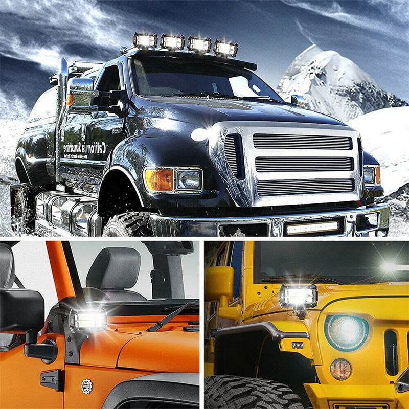 LED Work Light Pods Aluminium Alloy | 72 W 10800LM Flood Beam 6 Light Modes | IP67 Waterproof Strobe Lamp for Trucks 9