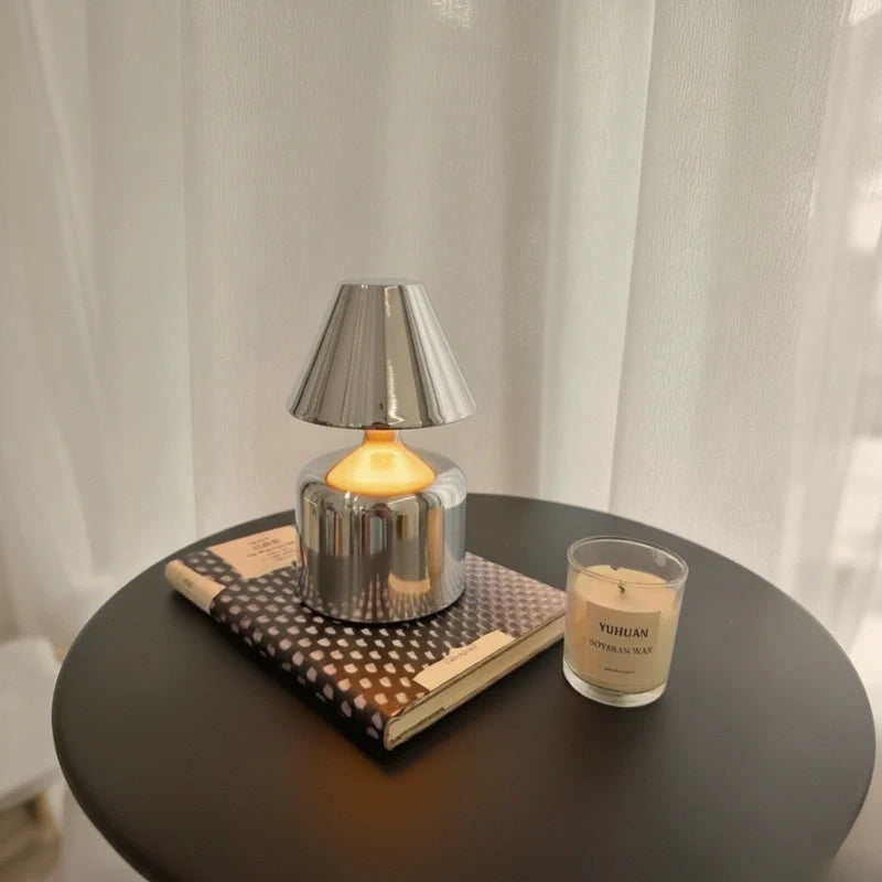 Cordless Table Lamp Wrought Iron 15 x 10 x 9 cm | Dome, Drum, Halo, Orbit, Cone | Dimmable Rechargeable Ambient Light 23