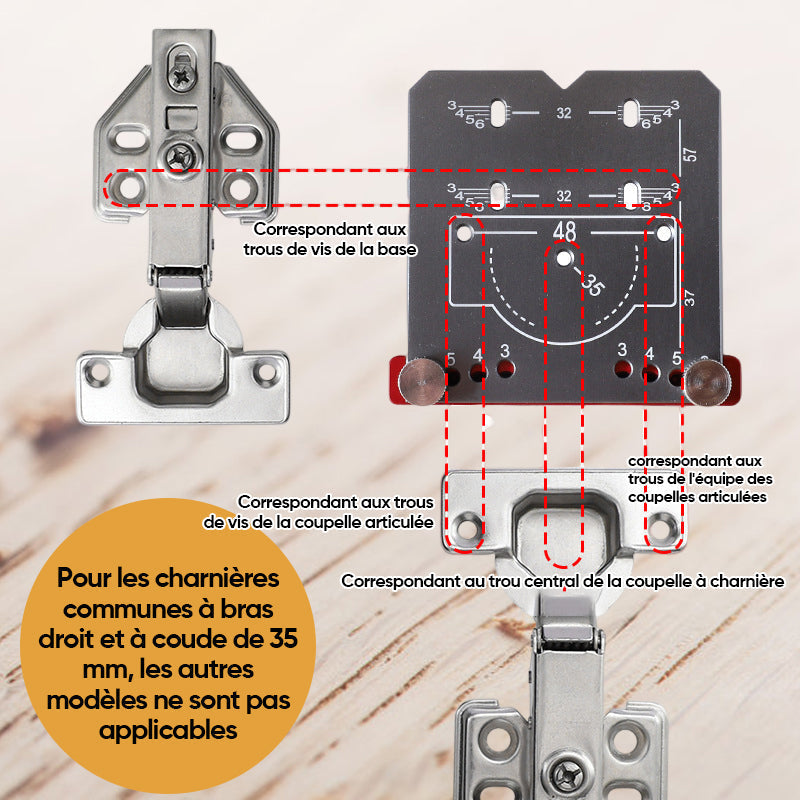 35mm Hinge Drilling Template Aluminium Alloy | Adjustable 3mm-6mm Offset Scale | Precision Cabinet Door Hinge Hole Guide