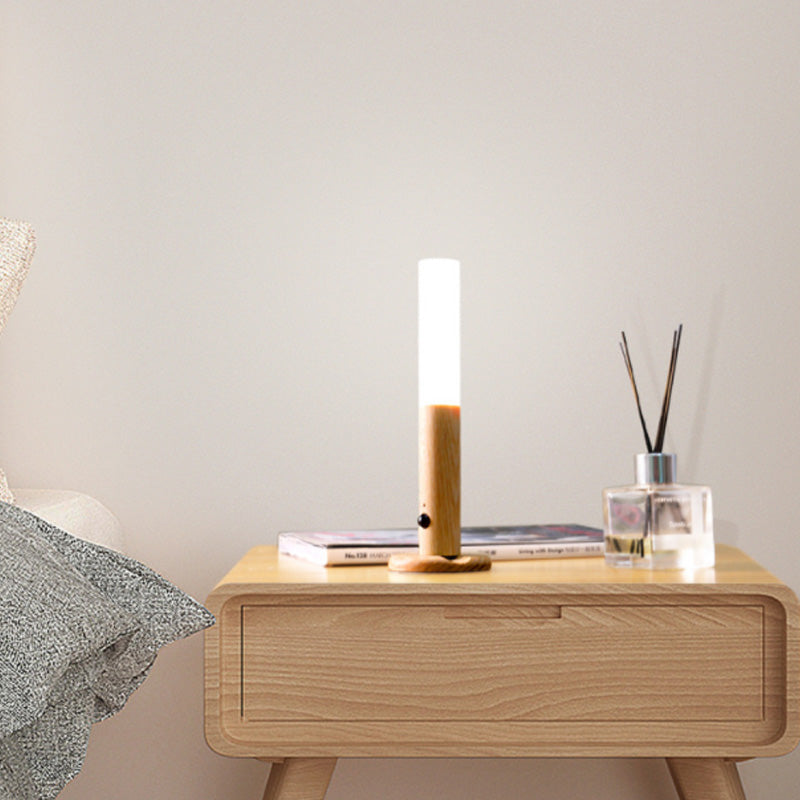 360° Rotatable Wooden LED Wall Lamp | Detachable Magnetic Mount & Touch Dimmer Switch | Rechargeable Battery Powered Light
